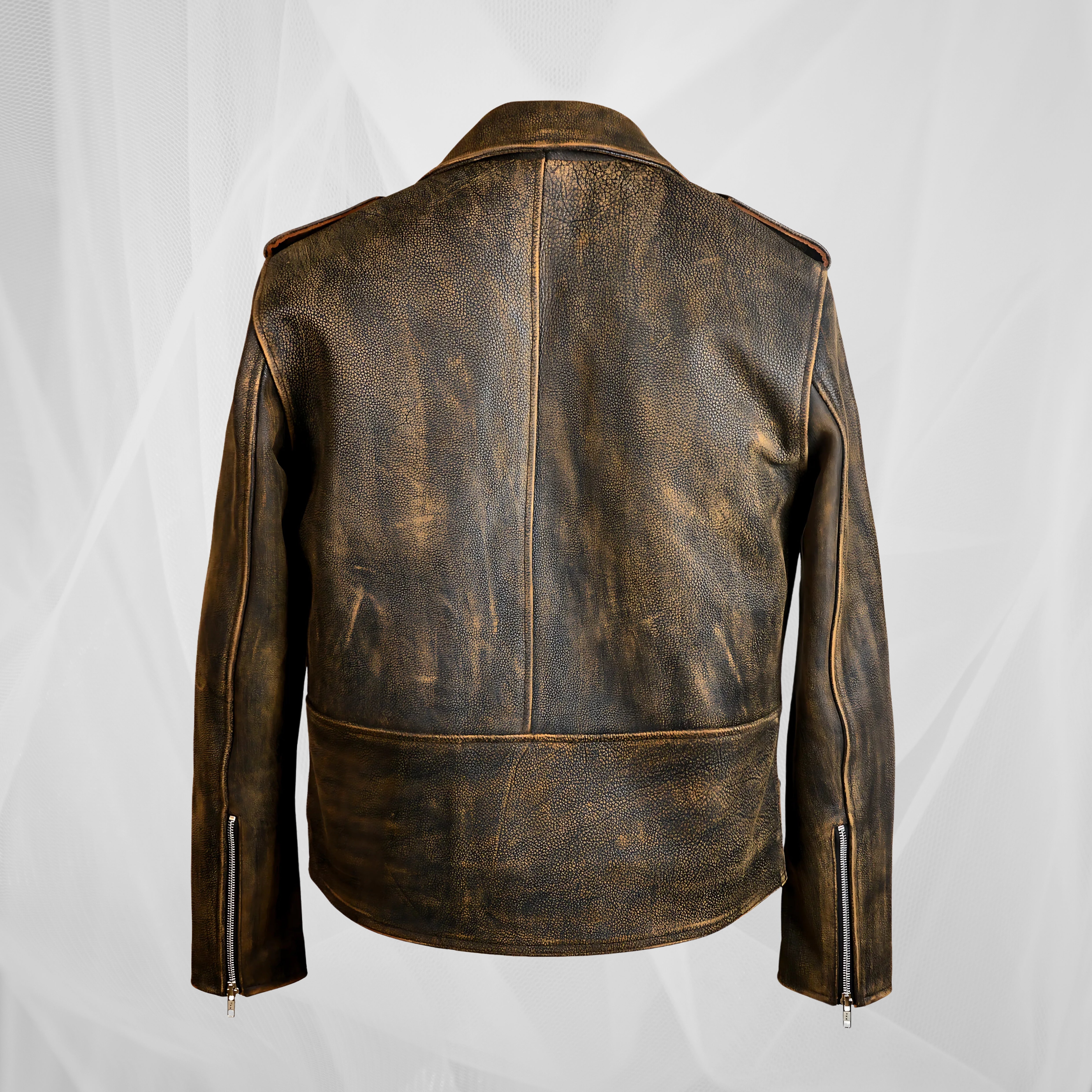 Vīriešu rakstura vintage ādas motokrekls