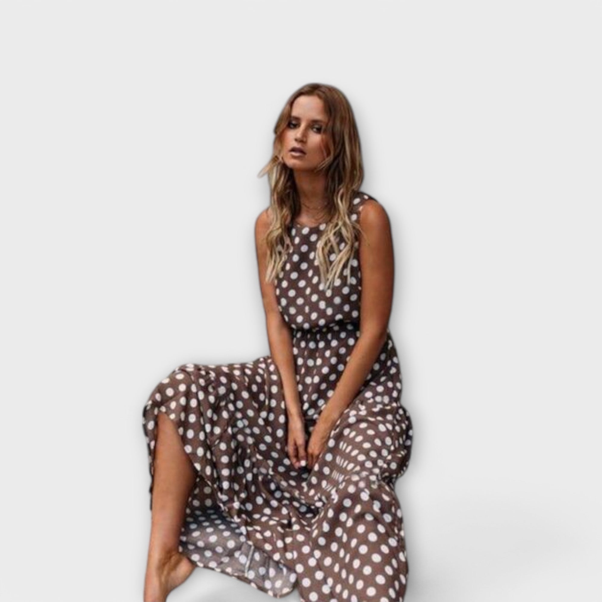 Danae - Bezkontakta boho-midi kleitas ar krāsainiem punktiņiem